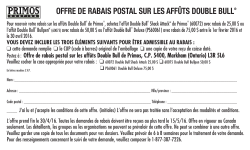 OFFRE DE RABAIS POSTAL SUR LES AFF&Ucirc;TS DOUBLE BULL&reg;