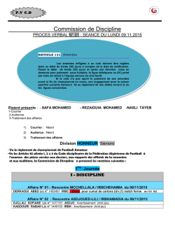 Commission de Discipline - Ligue de Football de la wilaya de Tiaret