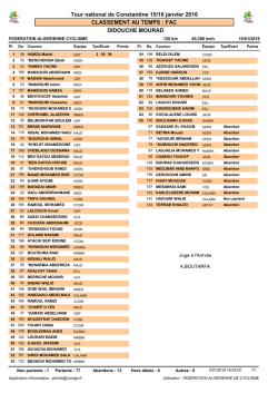 Tour national de Constantine 15/16 janvier 2016 CLASSEMENT AU