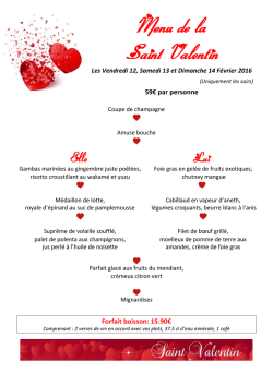Menu de la Saint Valentin - Golf de la Grange-aux