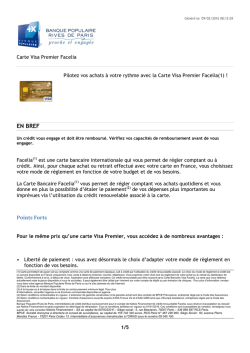 Carte Visa Premier Facelia - Banque Populaire Rives de Paris