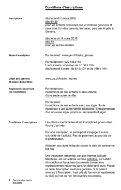 Brochure des activités de vacances 2014