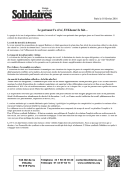 Communiqu&eacute; loi El Khomri