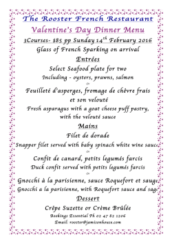 to view menu - The Rooster Restaurant & Jamison Guest House