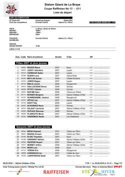 Liste des d&eacute;parts course 13