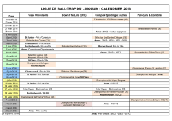 Calendrier 2016 concours - ligue du limousin de ball trap