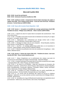 Programme d&eacute;taill&eacute; JNGG 2016 &ndash; Nancy Mercredi 6 juillet 2016