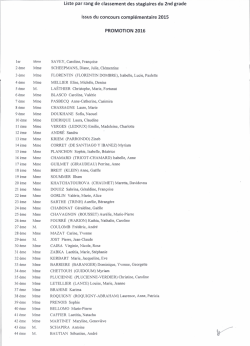 PROMOTION 2016 Liste par rang de classement des stagiaires du