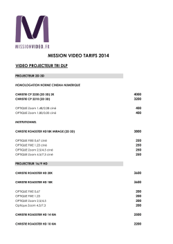 MISSION VIDEO TARIFS 2014