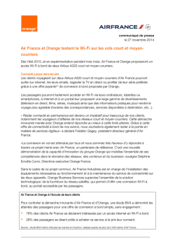Air France et Orange testent le Wi-Fi sur les vols court et moyen