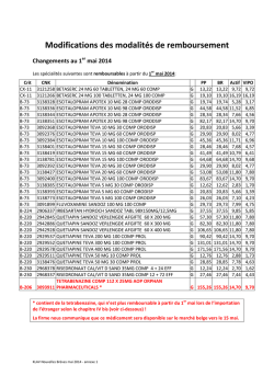 la liste compl&egrave;te des changements aux modalit&eacute;s de