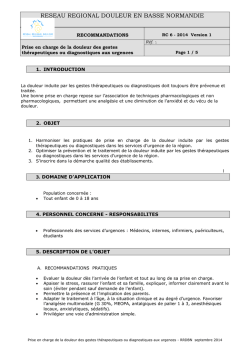 Prise en charge de la douleur des gestes th&eacute;rapeutiques ou