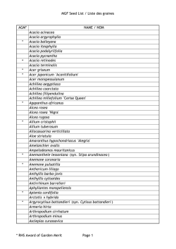 MGF Seed List / Liste des graines AGM* NAME / NOM Acacia