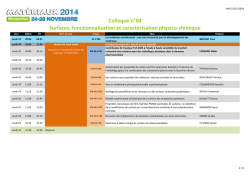 Colloque n&deg;04 Surfaces, fonctionnalisation et