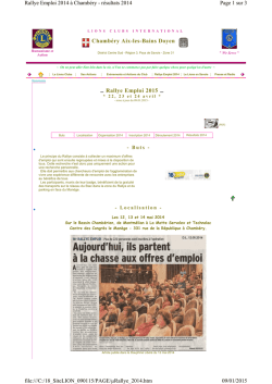 Chamb&eacute;ry Aix-les-Bains Doyen Rallye Emploi 2015