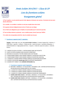 Liste des fournitures scolaires CP - Groupe scolaire Lucien de Hirsch