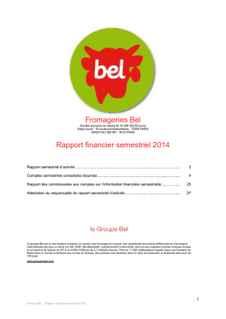 Bel - Rapport financier semestriel 2014