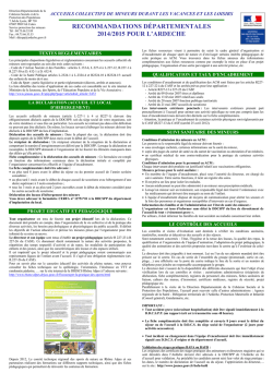 RECOMMANDATIONS DÉPARTEMENTALES 2014/2015