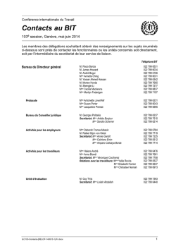 Liste de contacts au BIT