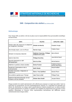 SNR - Composition des ateliers (au 19 f&eacute;vrier 2014)