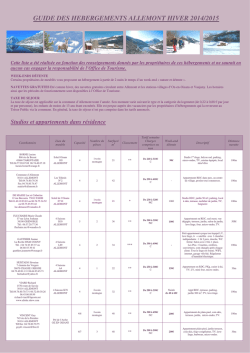 Guide h&eacute;bergements hiver 2014/2015