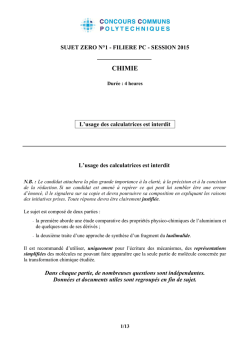 Sujet 0 de chimie exemple 1
