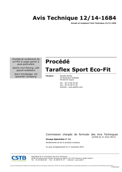 Avis Technique 12/14-1684 Procédé Taraflex Sport Eco-Fit