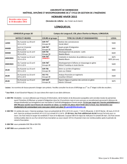 Horaire des cours - Universit&eacute; de Sherbrooke