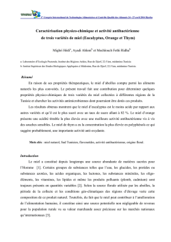 Caract&eacute;risation physico de trois vari&eacute;t&eacute;s de miel