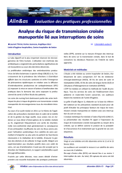 Analyse du risque de transmission crois&eacute;e - CClin Sud-Est