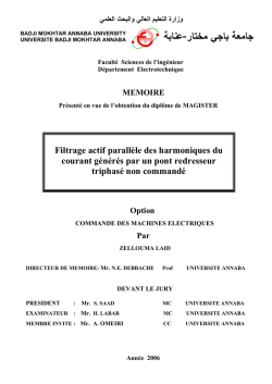 Filtrage actif parall&egrave;le des harmoniques du courant g&eacute;n&eacute;r&eacute;s par un