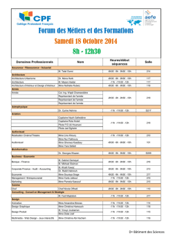 Liste des domaines et des intervenants