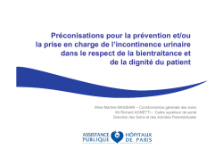 Pr&eacute;conisations pour la pr&eacute;vention et/ou la prise en charge de l