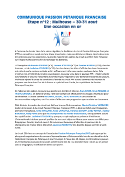 telecharger ce communique - Passion Pétanque Française