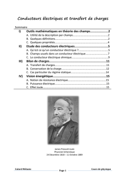 Conducteurs &eacute;lectriques et transfert de charges