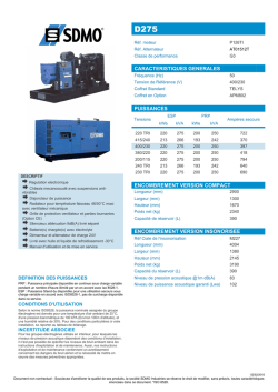 caracteristiques generales puissances encombrement