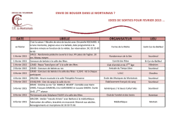 Calendrier des Manifestations du mois de f&eacute;vrier 2015