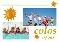 Le catalogue Colos Et&eacute; 2015 est arriv&eacute; ici en t&eacute;l&eacute;chargement