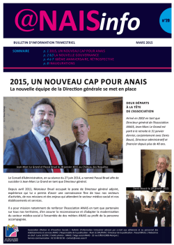 2015, uN NouveAu cAP Pour ANAIS