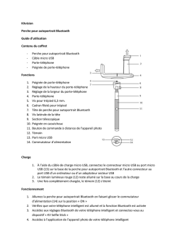Kitvision Perche pour autoportrait Bluetooth Guide d`utilisation