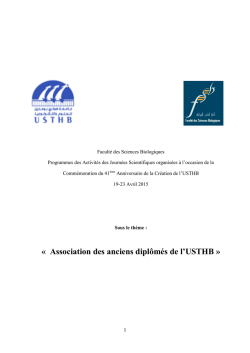 Programme des activit&eacute;s.