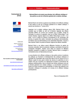 Communiqué de presse - Ministère de la Culture et de la