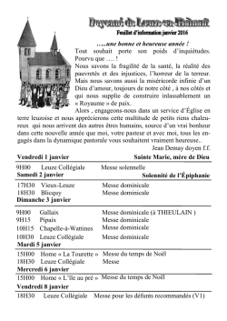 FEUILLET D`INFORMATIONS JANVIER 2016 version A
