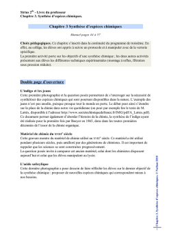 Chapitre 3 Synth&egrave;se d`esp&egrave;ces chimiques Double page d`ouverture
