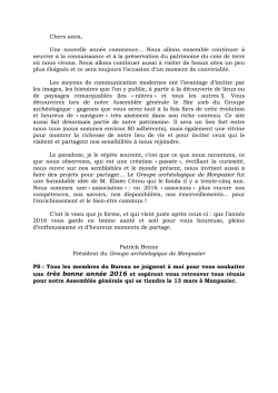 Chers amis, Une nouvelle ann&eacute;e commence... Nous allons
