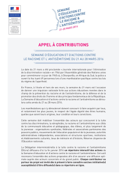 APPEL &Agrave; CONTRIBUTIONS - Minist&egrave;re de la D&eacute;fense