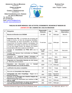 Tableau de bord Janvier 2016-Agence de l`Eau du Mouhoun
