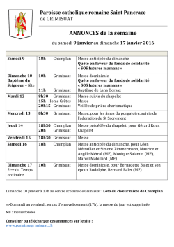ANNONCES de la semaine - Paroisse de Grimisuat