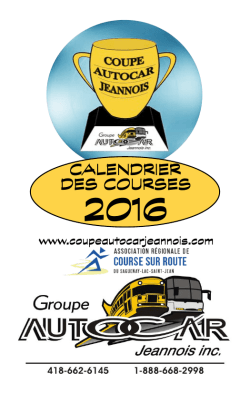 Calepin des courses - Inscriptions Coupe Autocar Jeannois