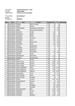 Nbre N&deg;Ins Nom Pr&eacute;nom Grp Examen TP Rattrapage 1 0241160275